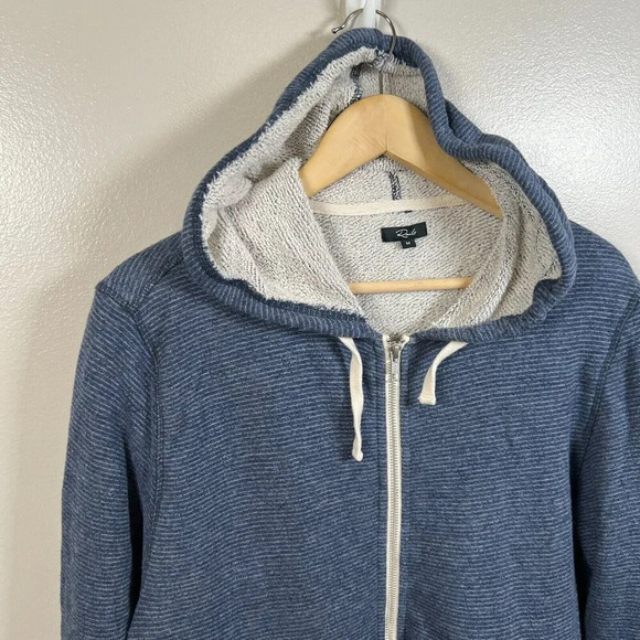 Rails Noah Pinstripe French Terry Full Zip Hoodie Sweatshirt Size Medium Lounge - Picture 5 of 11